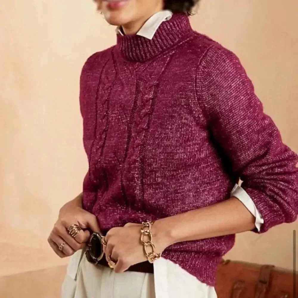 Banana Republic Cozy Cable Mock-Neck Sweater